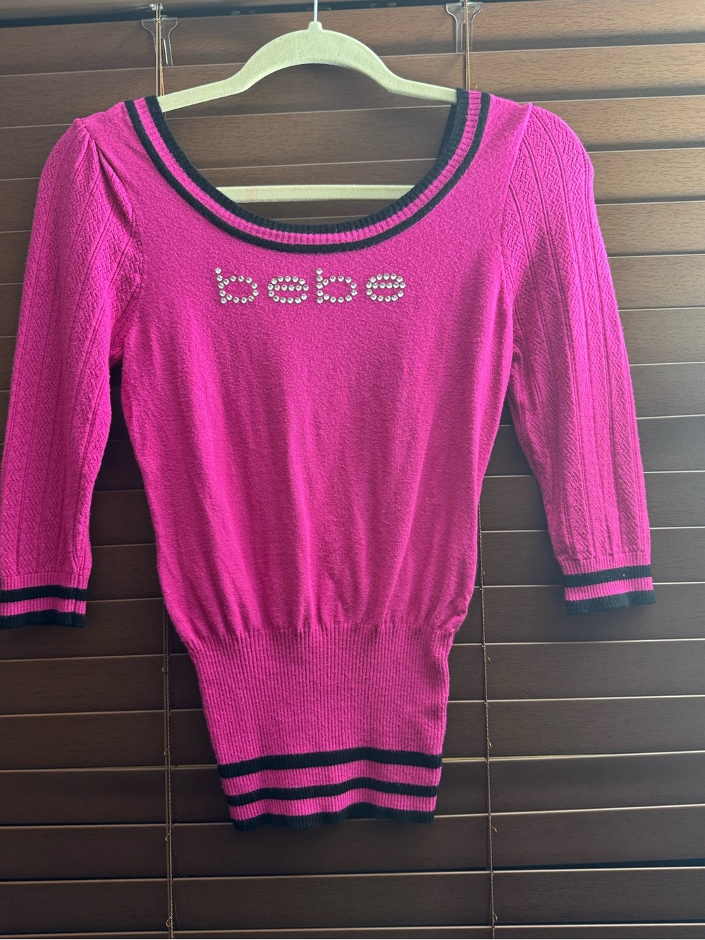 bebe Hot Pink Sweater with Black Trim